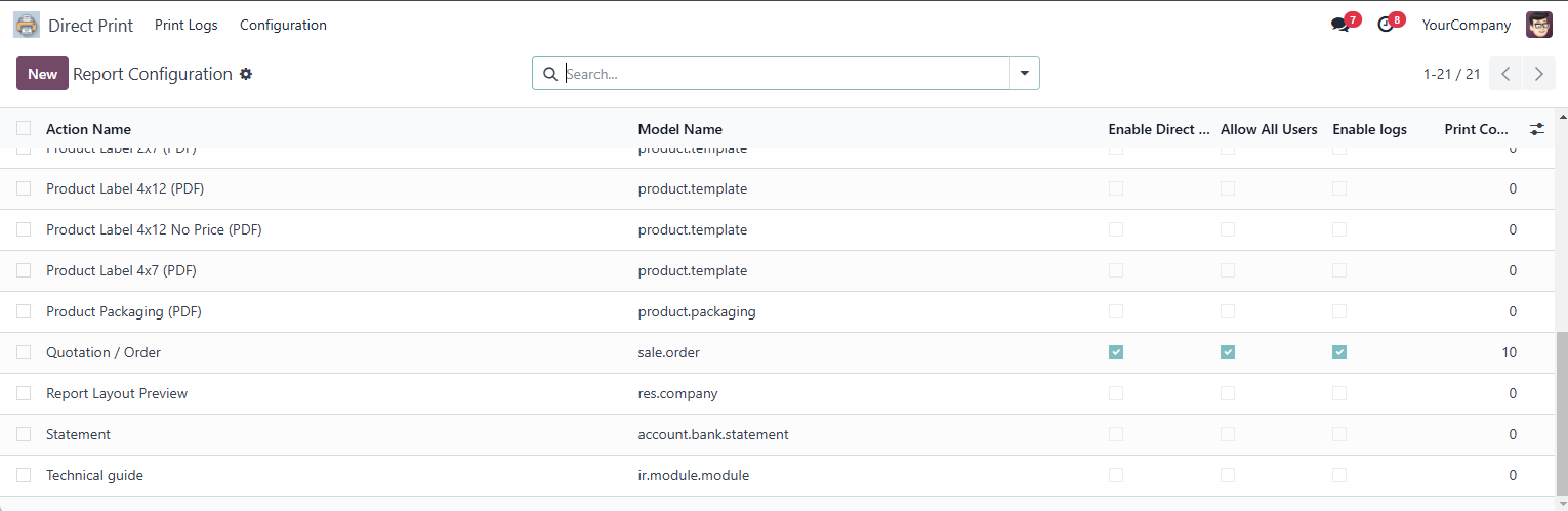 Access Configuration Menu